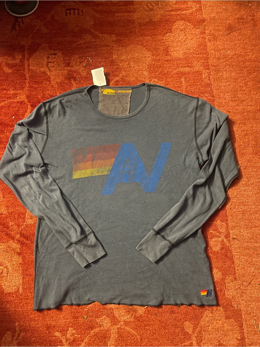 Aviator Nation Men's Long Sleeve Vintage Logo Tee - Blue